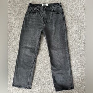 Abercrombie The Ankle Straight Ultra High Rise Black Jeans